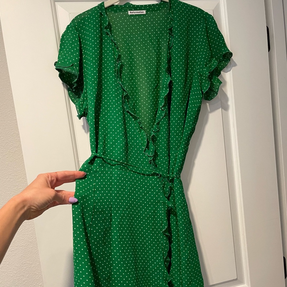 Reformation dress - Green polka dot